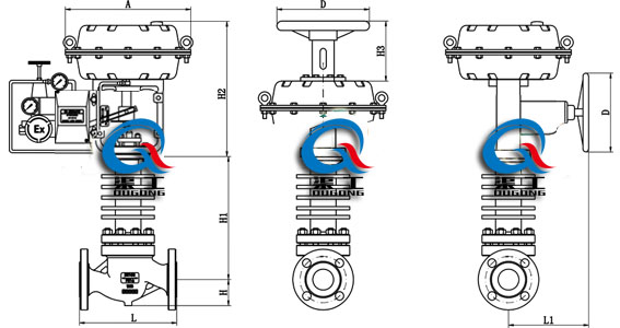 氣動高溫調節閥 (外形尺寸圖)