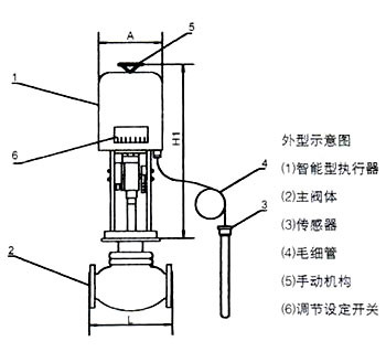 ZZWPE電動溫控調(diào)節(jié)閥外形示意圖